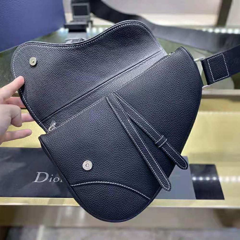 Dior Men Peter Doig Saddle Bag Black Grained Calfskin - image 9