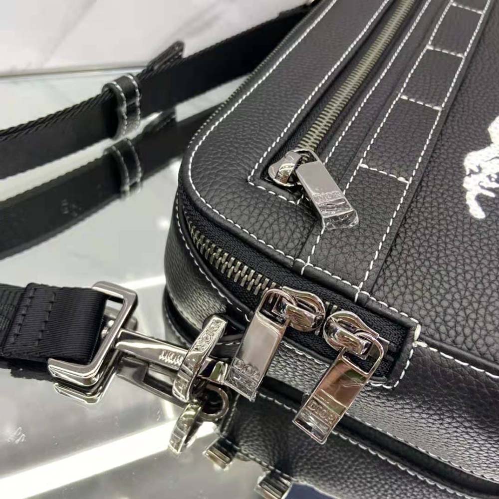 Dior Men Peter Doig Safari Messenger Bag Black Grained Calfskin - image 8