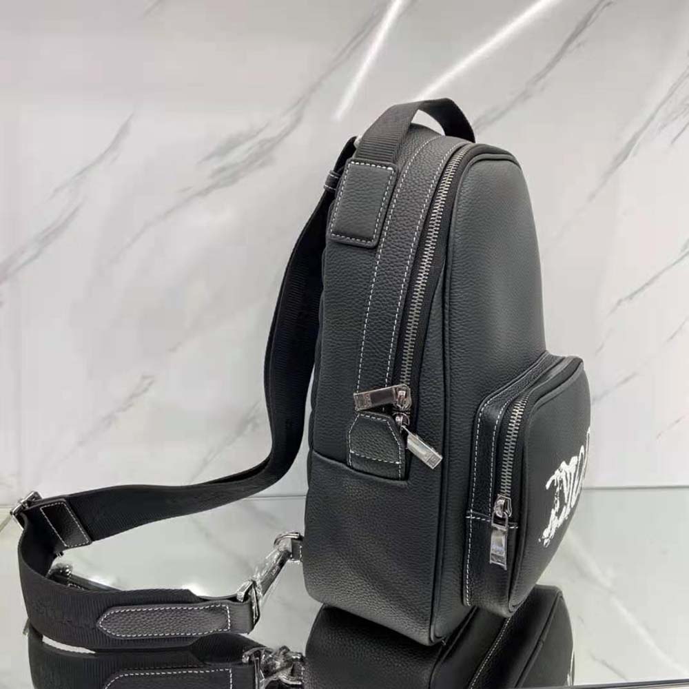 Dior Men Peter Doig Sling Bag Black Grained Calfskin - image 4
