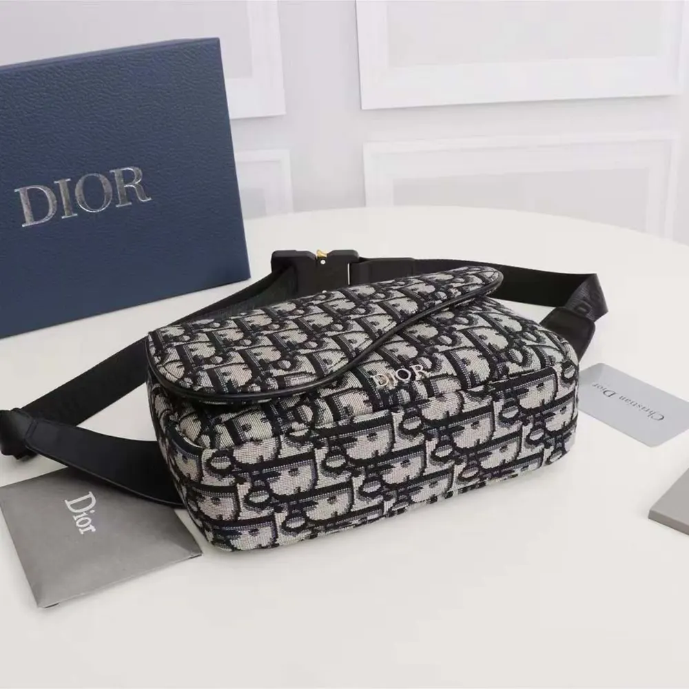 Dior Men Saddle Belt Bag Beige and Black Dior Oblique Jacquard - image 4