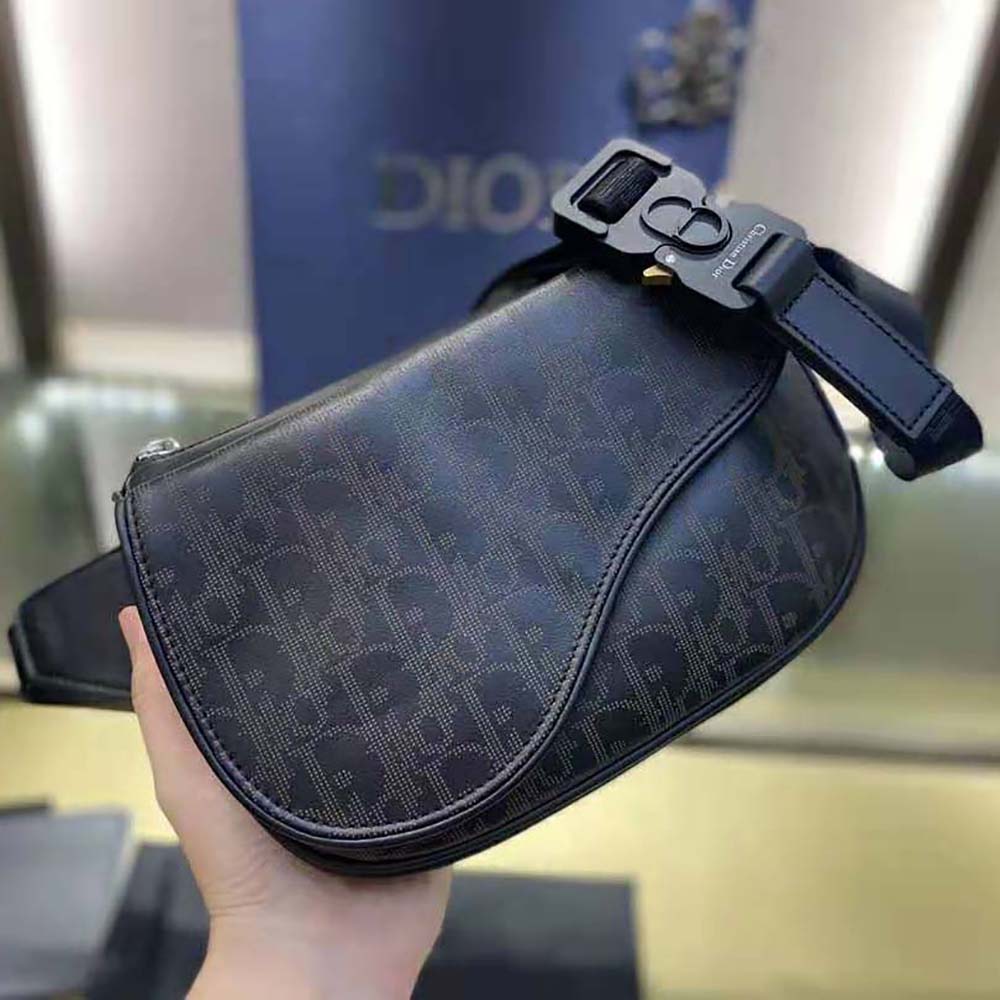 Dior Men World Tour Saddle Belt Bag Dior Oblique Galaxy Leather-Black - image 8