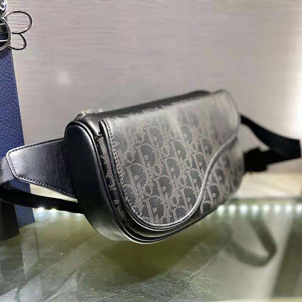 Dior Men World Tour Saddle Belt Bag Dior Oblique Galaxy Leather-Black - image 4