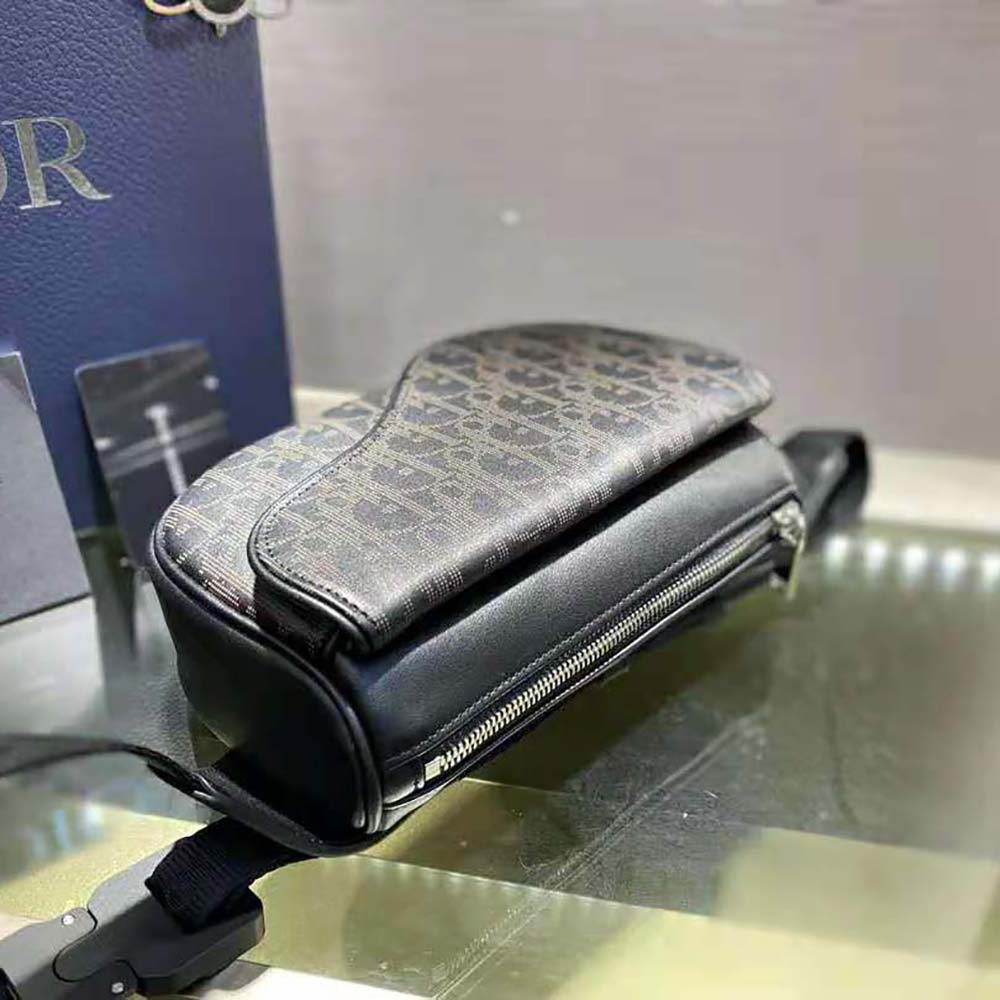 Dior Men World Tour Saddle Belt Bag Dior Oblique Galaxy Leather-Black - image 6