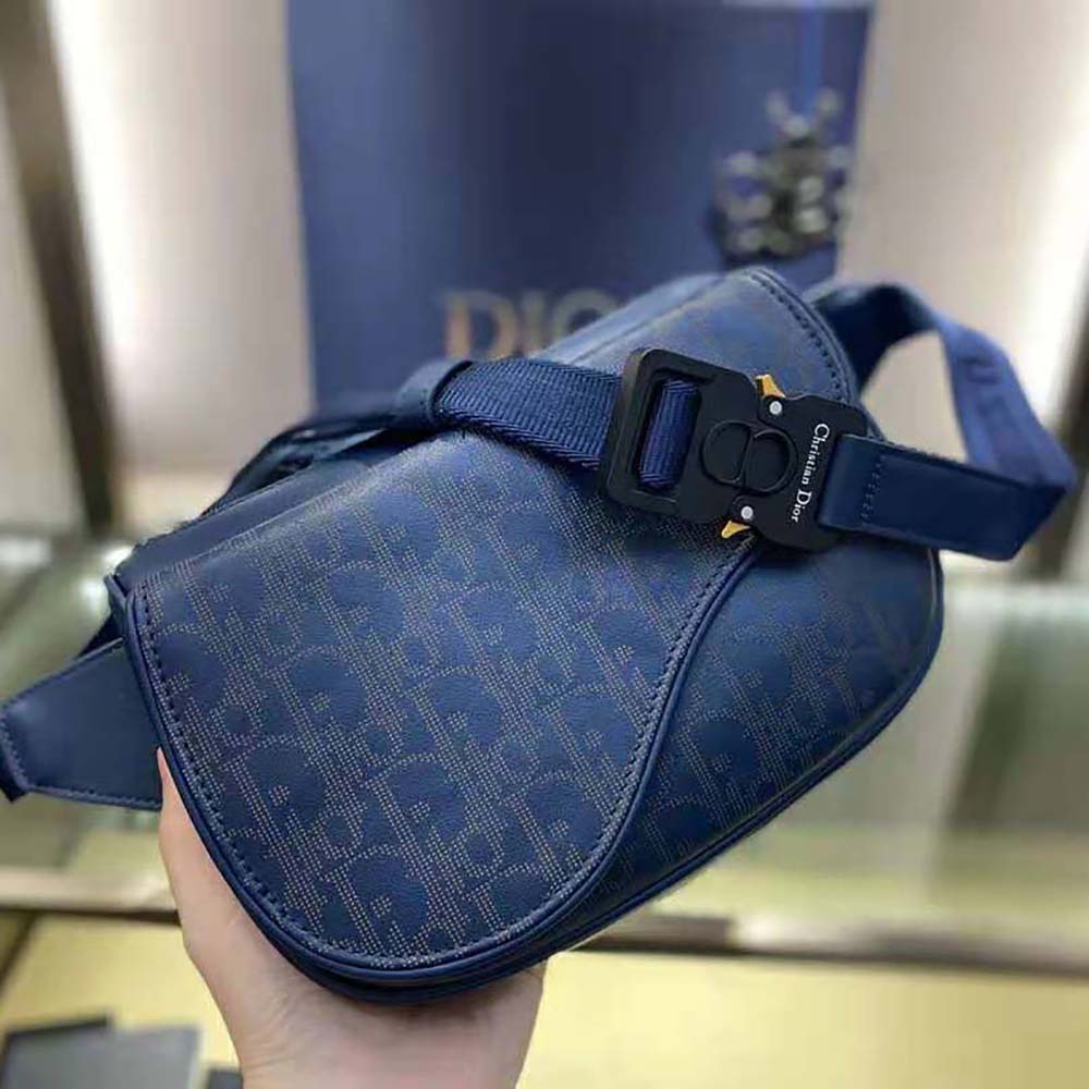 Dior Men World Tour Saddle Belt Bag Dior Oblique Galaxy Leather-Navy - image 4