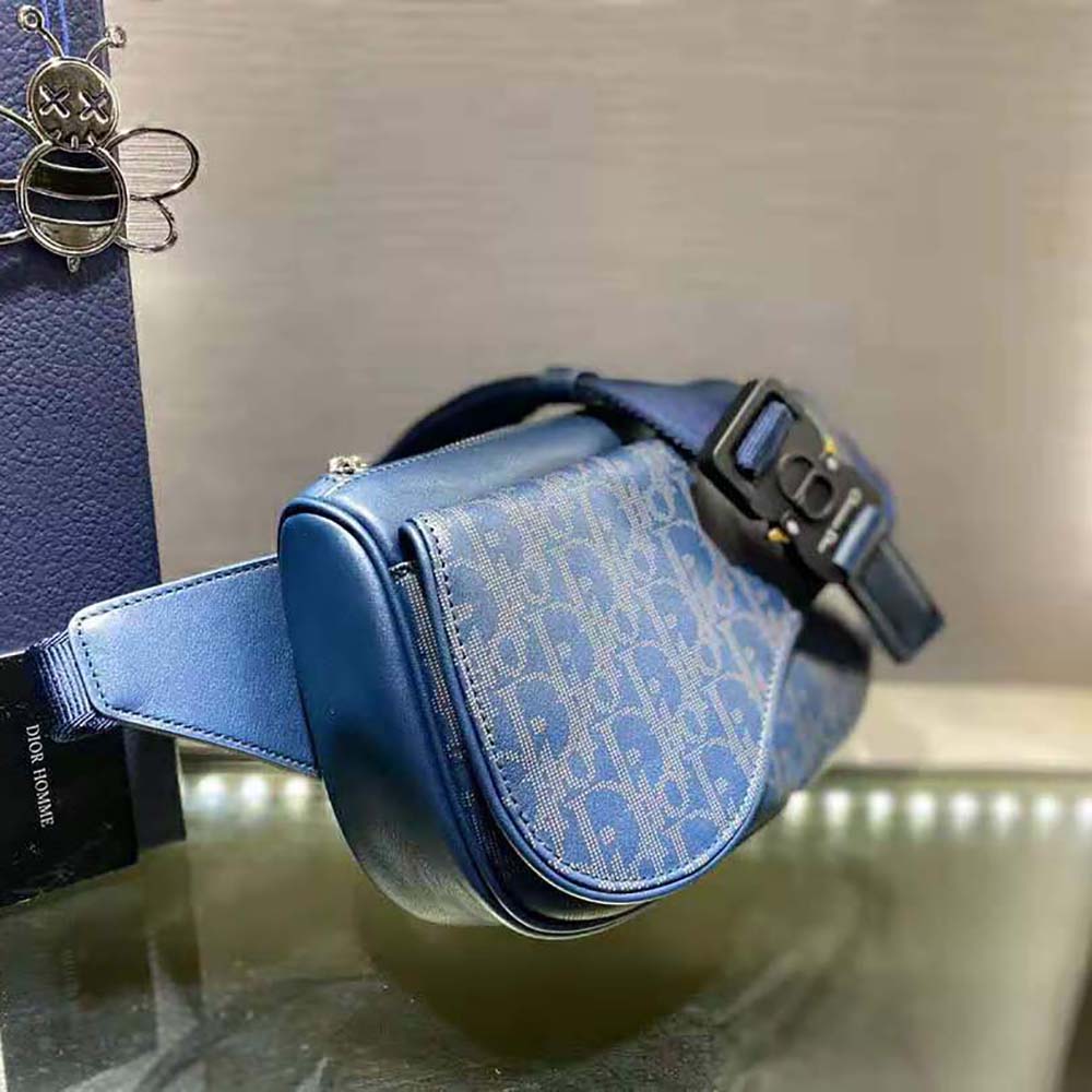 Dior Men World Tour Saddle Belt Bag Dior Oblique Galaxy Leather-Navy - image 7