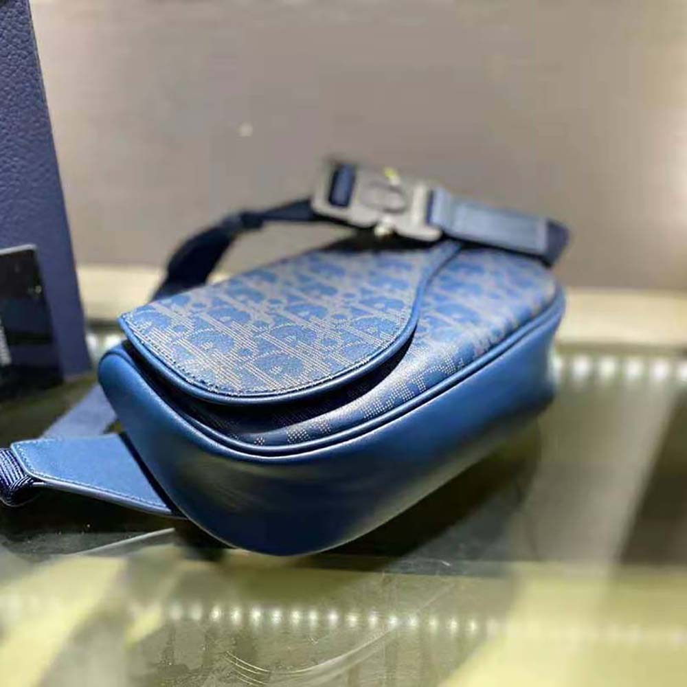 Dior Men World Tour Saddle Belt Bag Dior Oblique Galaxy Leather-Navy - image 5