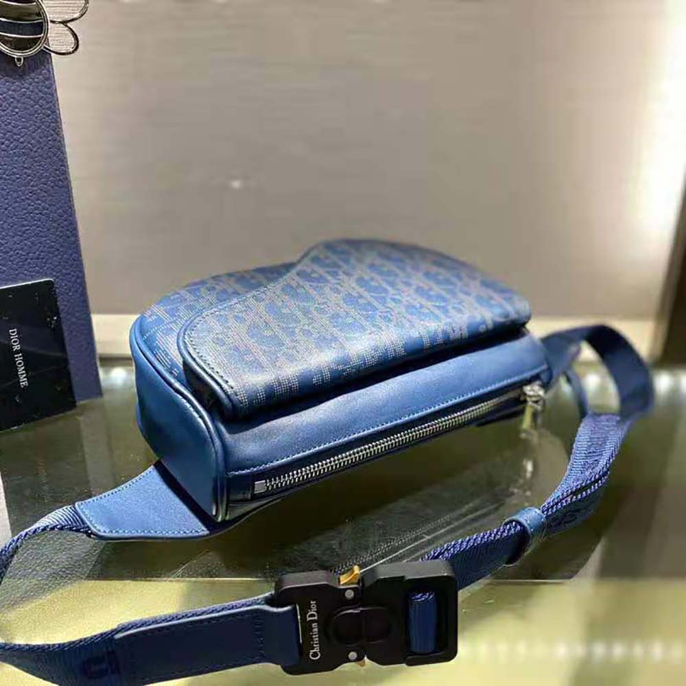 Dior Men World Tour Saddle Belt Bag Dior Oblique Galaxy Leather-Navy - image 6