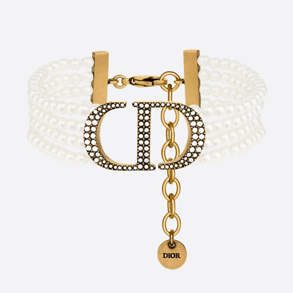 Front view of Dior Women 30 Montaigne Bracelet Antique Gold-Finish Metal