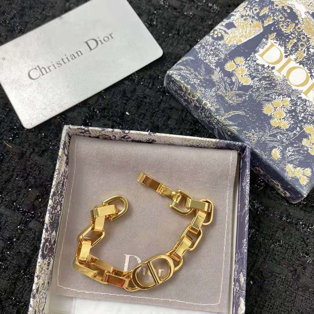 Elegant overhead view of Dior Women 30 Montaigne Bracelet Gold-Finish Metal