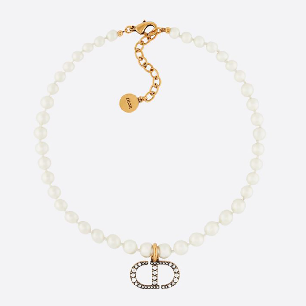 Front view of Dior Women 30 Montaigne Choker with pearls and crystals