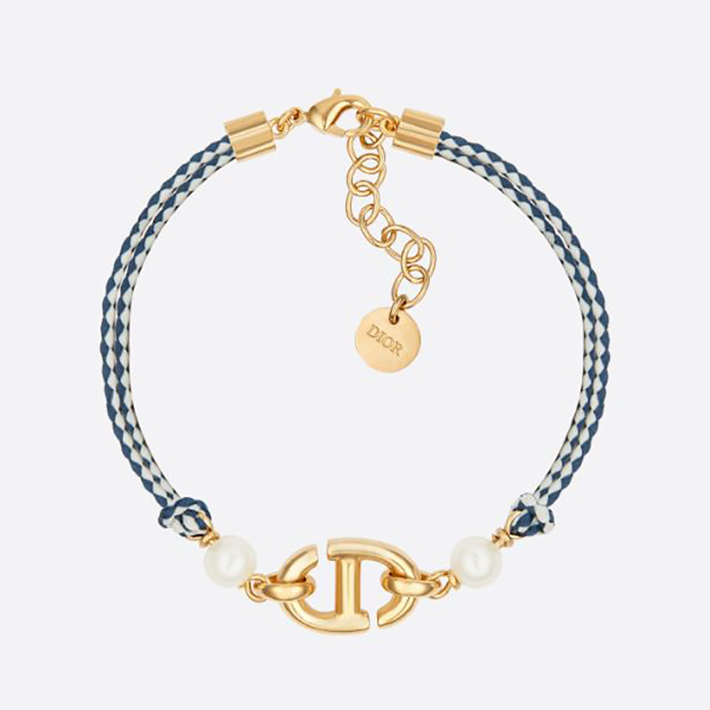 Close-up of Dior Women CD Navy Bracelet Gold-Finish Metal clasp detail