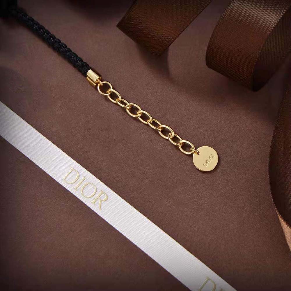 Dior Women CD Navy Bracelet Gold-Finish Metal with Black Cotton and White Resin Pearls - image 5