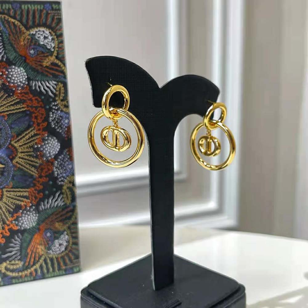 Dior Women CD Navy Earrings Gold-Finish Metal - image 4