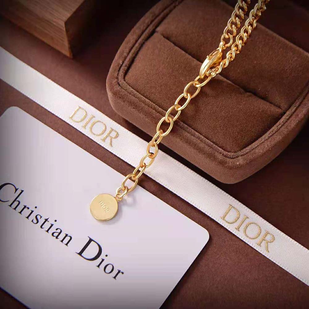 Dior Women CD Navy Necklace Gold-Finish Metal and Raspberry Lacquer - image 7