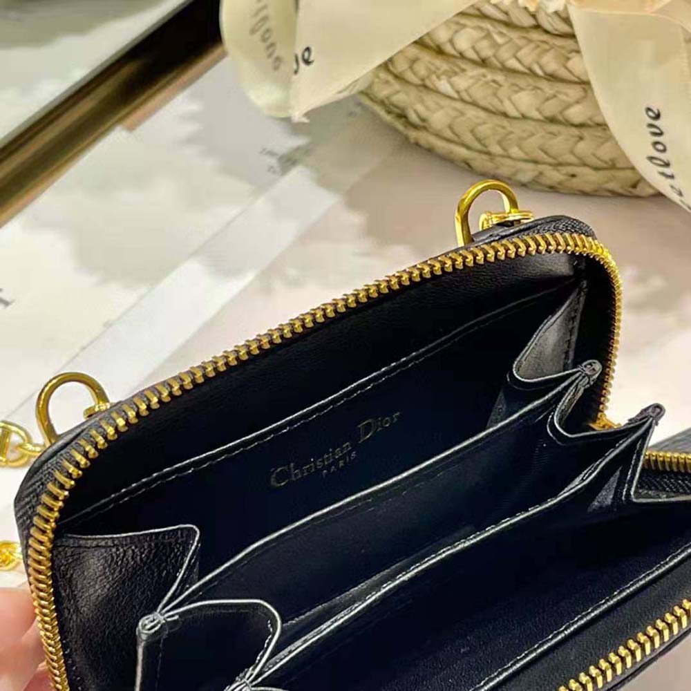 Dior Women Caro Detachable Card Holder Black Supple Cannage Calfskin - image 9