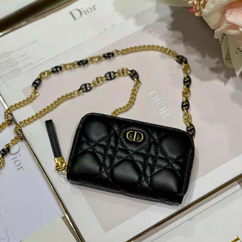 Dior Women Caro Detachable Card Holder Black Supple Cannage Calfskin - image 4