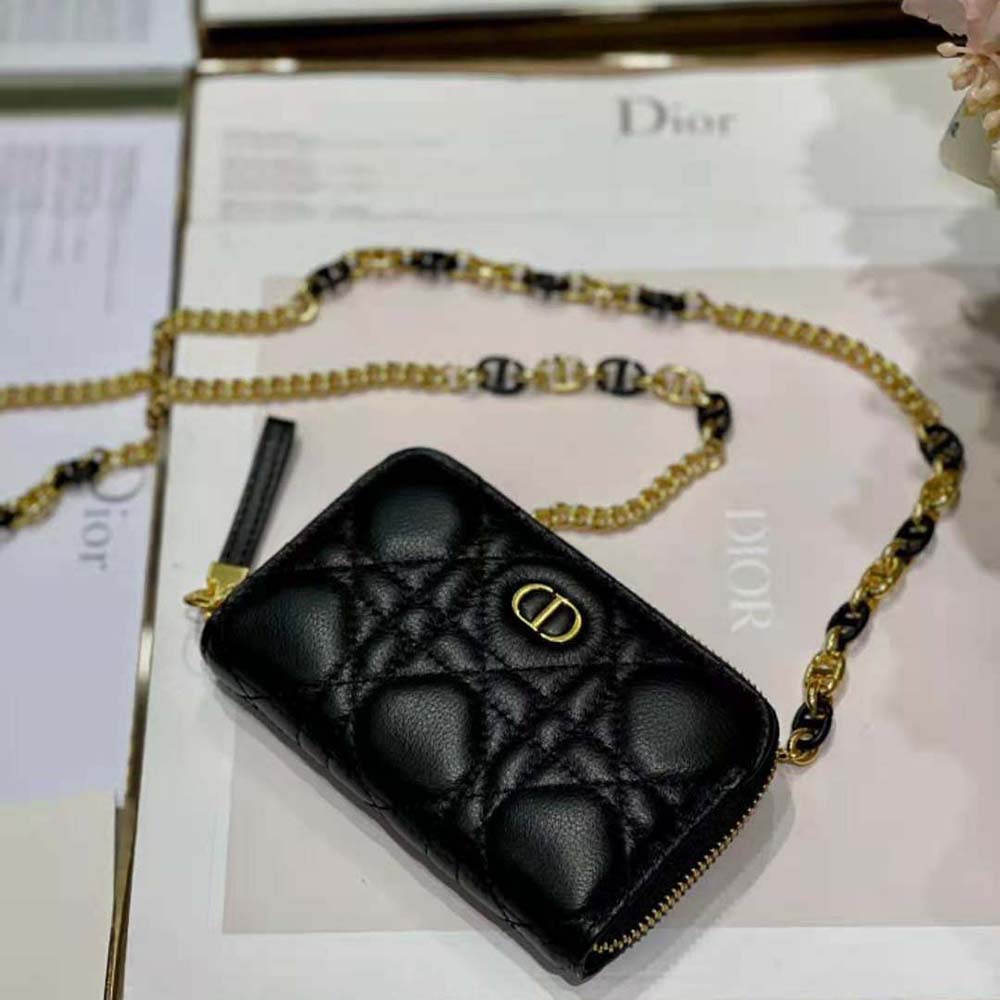 Dior Women Caro Detachable Card Holder Black Supple Cannage Calfskin - image 5