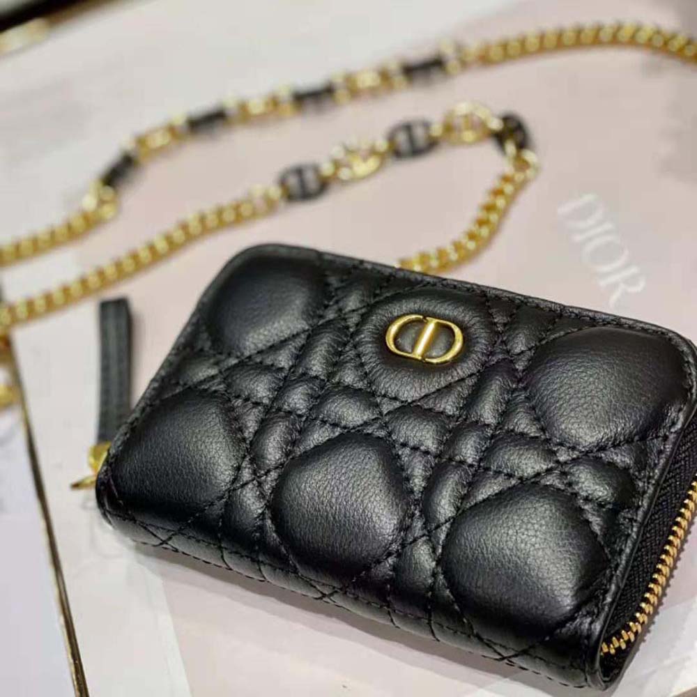 Dior Women Caro Detachable Card Holder Black Supple Cannage Calfskin - image 7