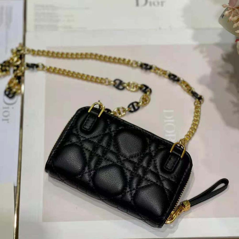 Dior Women Caro Detachable Card Holder Black Supple Cannage Calfskin - image 6