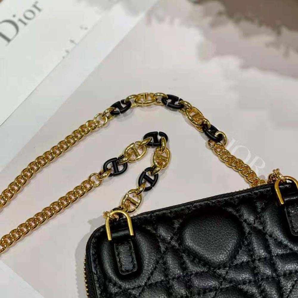 Dior Women Caro Detachable Card Holder Black Supple Cannage Calfskin - image 8