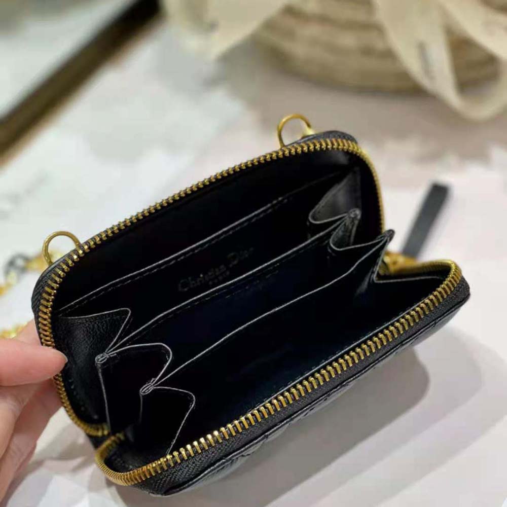 Dior Women Caro Detachable Card Holder Black Supple Cannage Calfskin - image 10