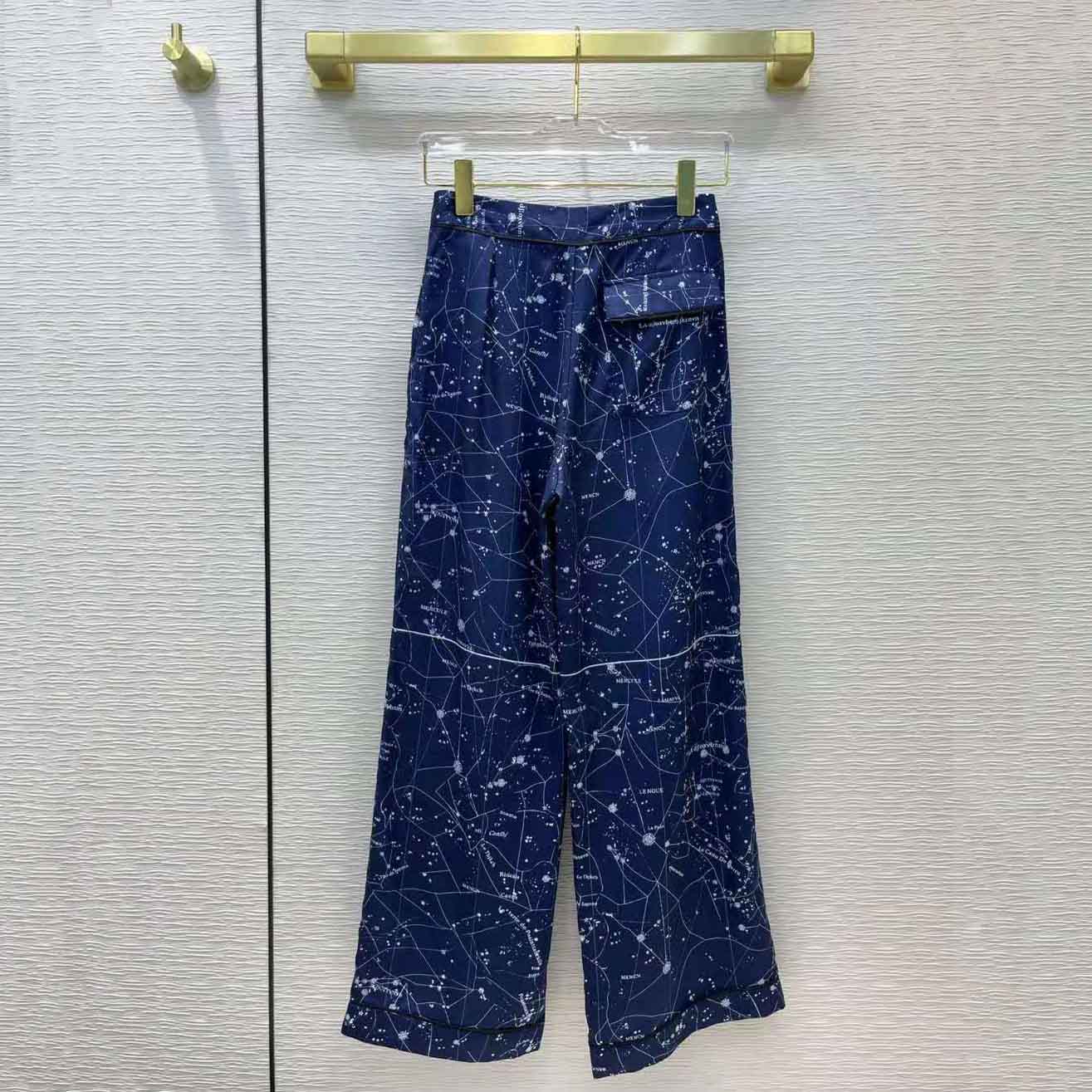 Dior Women Chez Moi Pants Blue Dior Zodiac Silk Twill - image 4