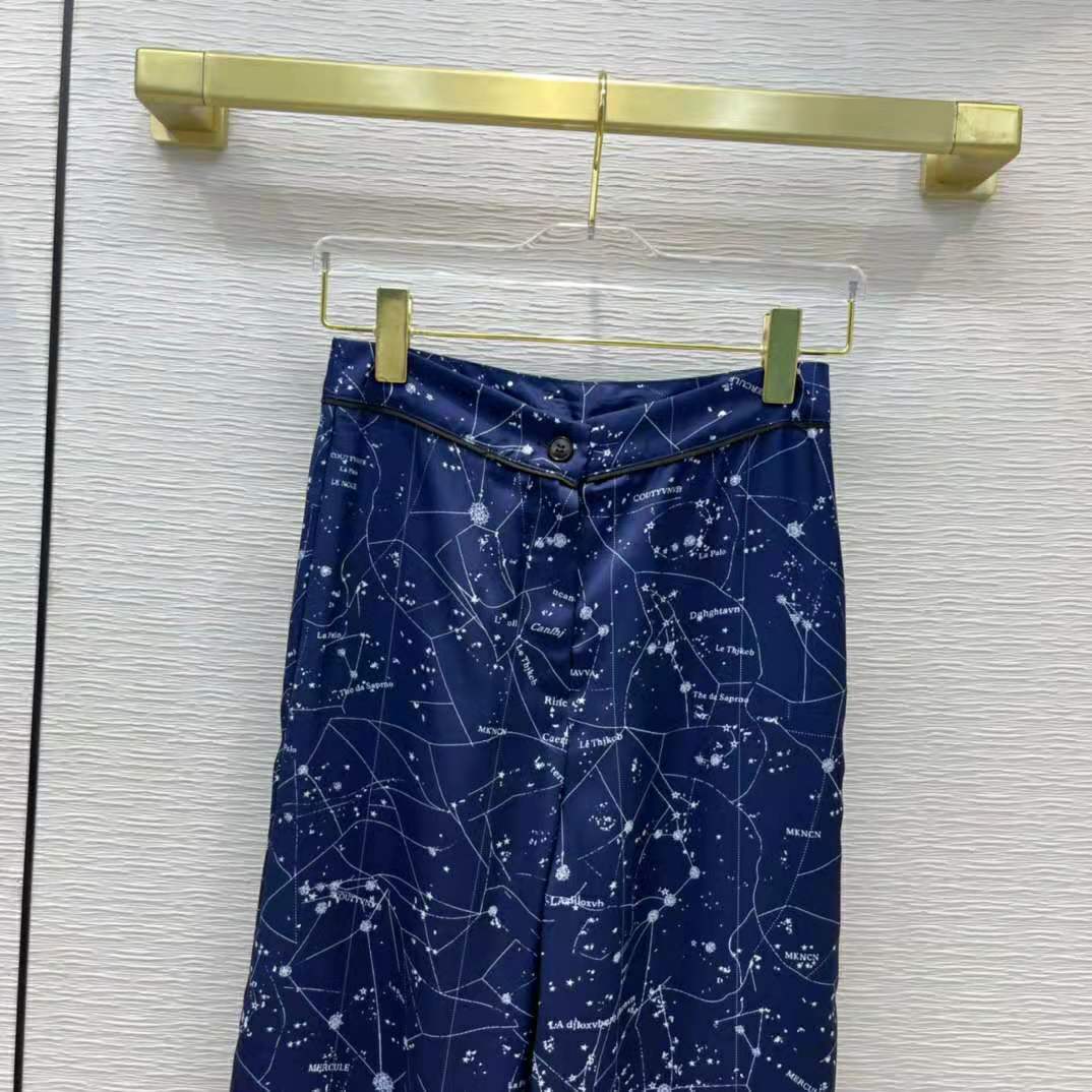 Dior Women Chez Moi Pants Blue Dior Zodiac Silk Twill - image 5