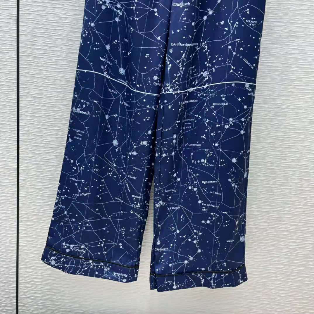 Dior Women Chez Moi Pants Blue Dior Zodiac Silk Twill - image 6