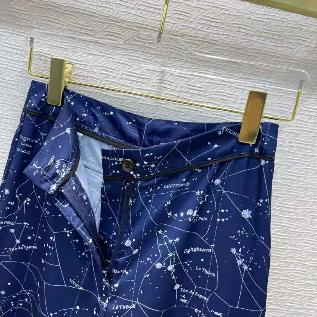 Dior Women Chez Moi Pants Blue Dior Zodiac Silk Twill - image 7