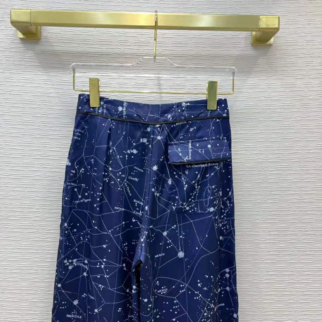 Close-up of Zodiac print detail on Dior Women Chez Moi Pants Blue