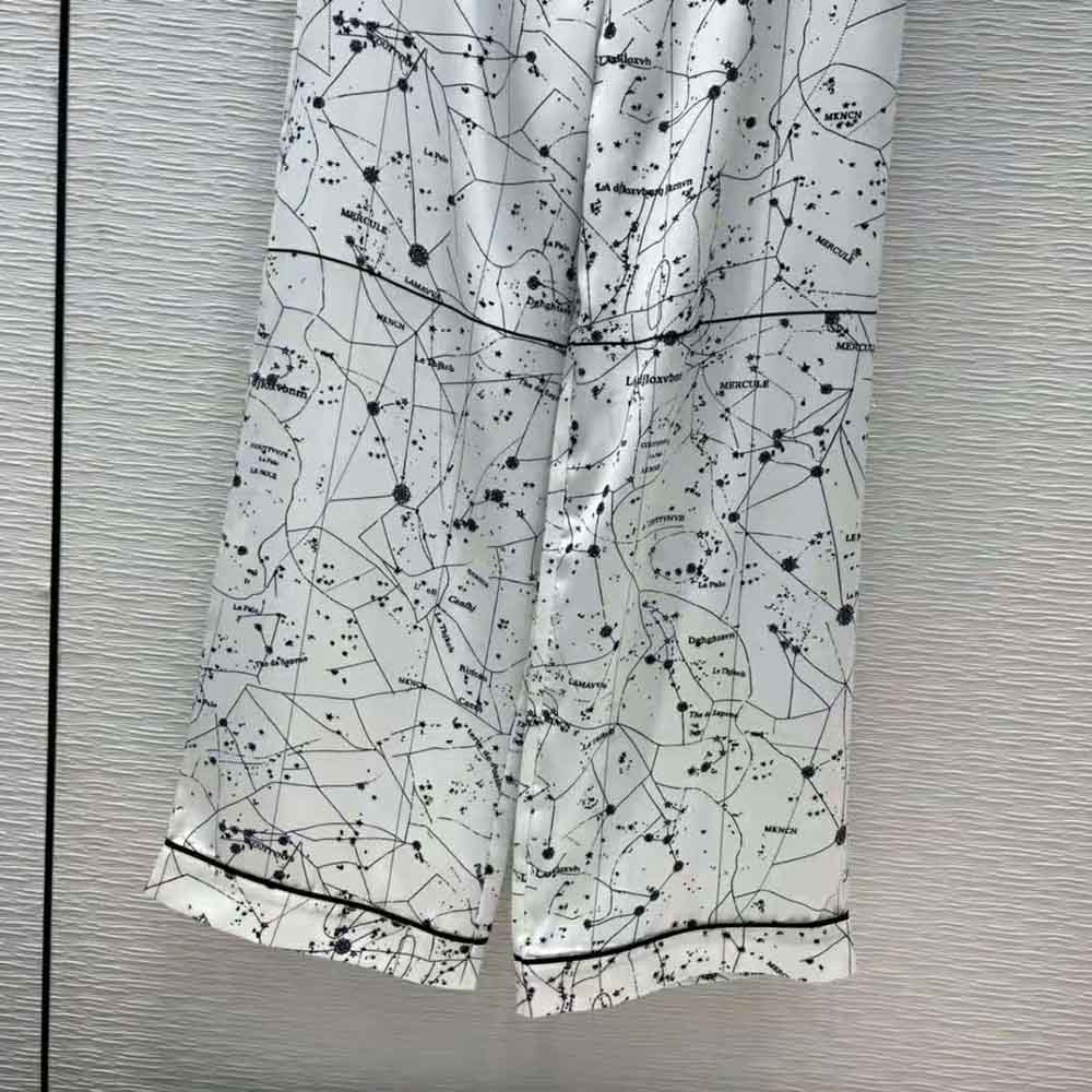 Dior Women Chez Moi Pants White Dior Zodiac Silk Twill - image 5