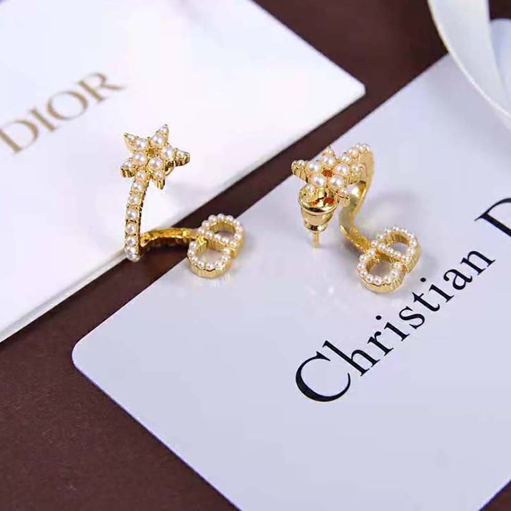 Dior Women Clair D Lune Earrings Gold-Finish Metal and White Resin Pearls - image 6