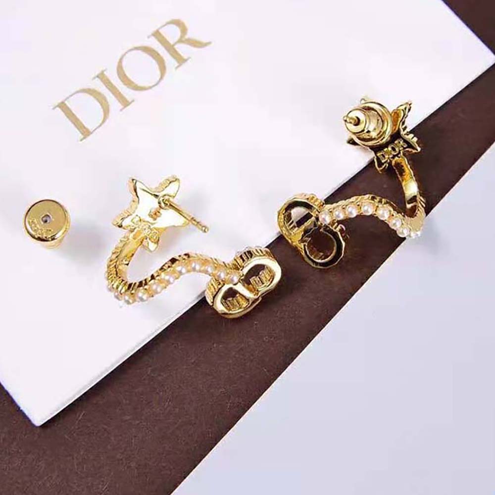 Dior Women Clair D Lune Earrings Gold-Finish Metal and White Resin Pearls - image 5