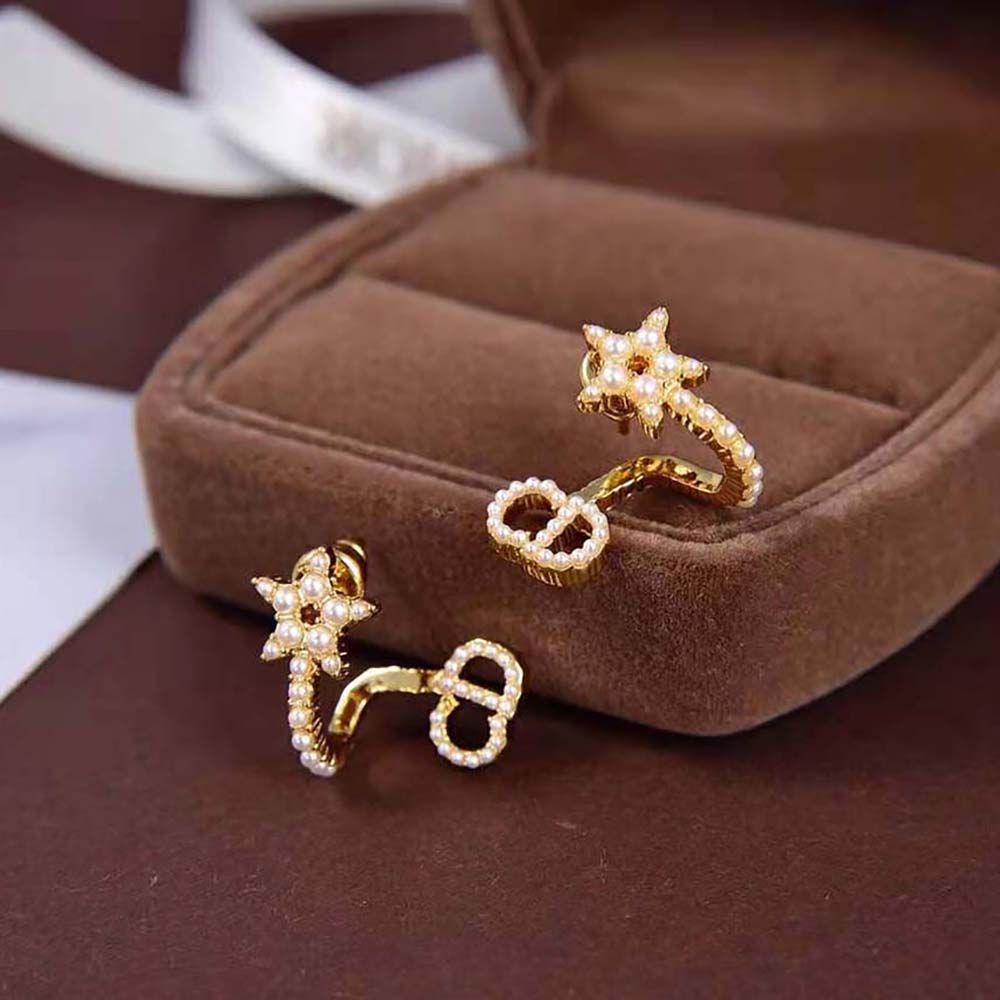 Dior Women Clair D Lune Earrings Gold-Finish Metal and White Resin Pearls - image 4