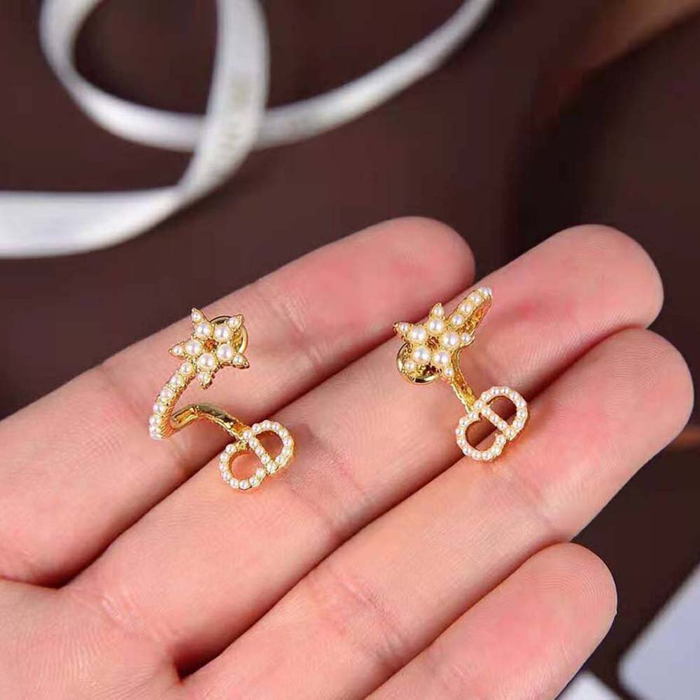 Dior Women Clair D Lune Earrings Gold-Finish Metal and White Resin Pearls - image 7