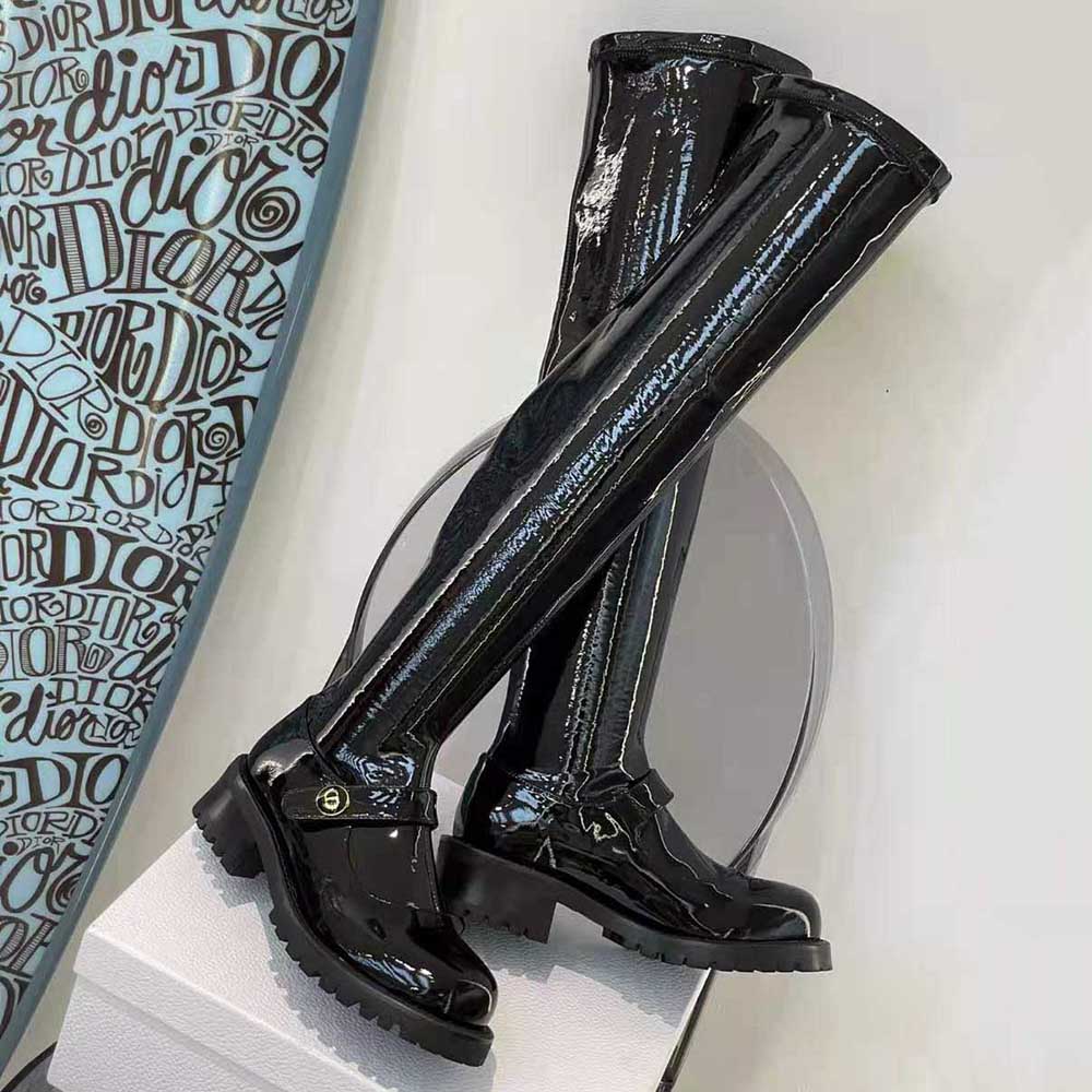 Dior Women D-Doll Thigh Boot Black Crinkled and Stretch Patent Calfskin - image 7