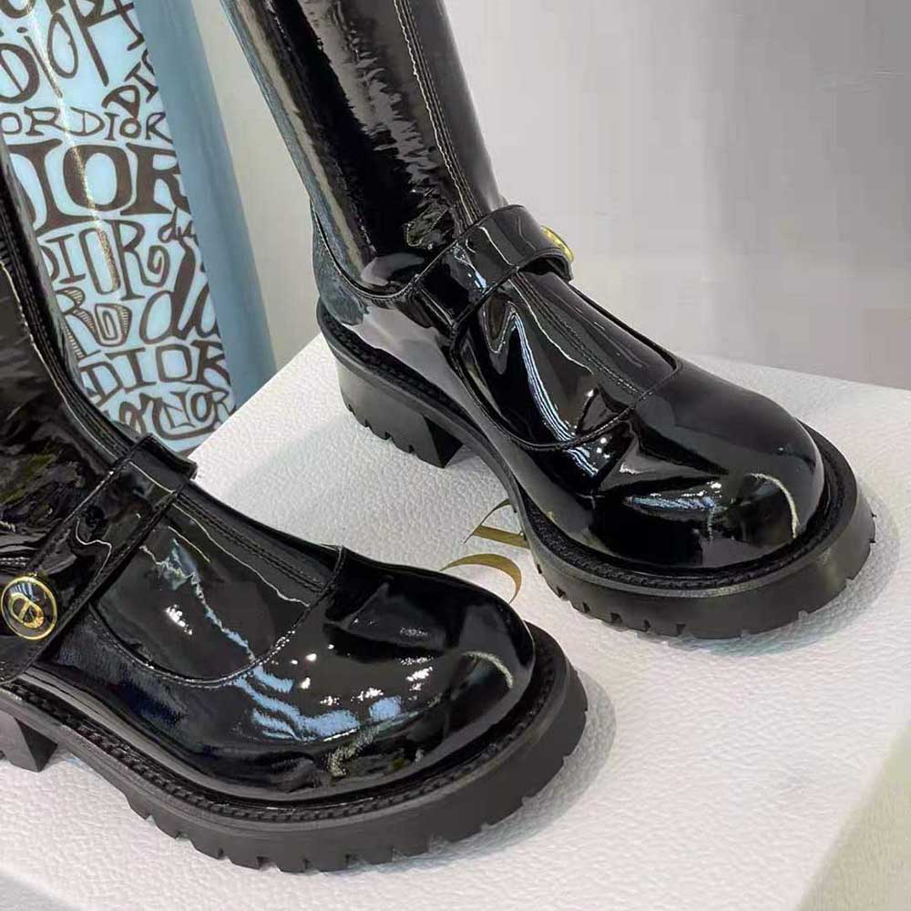 Dior Women D-Doll Thigh Boot Black Crinkled and Stretch Patent Calfskin - image 8