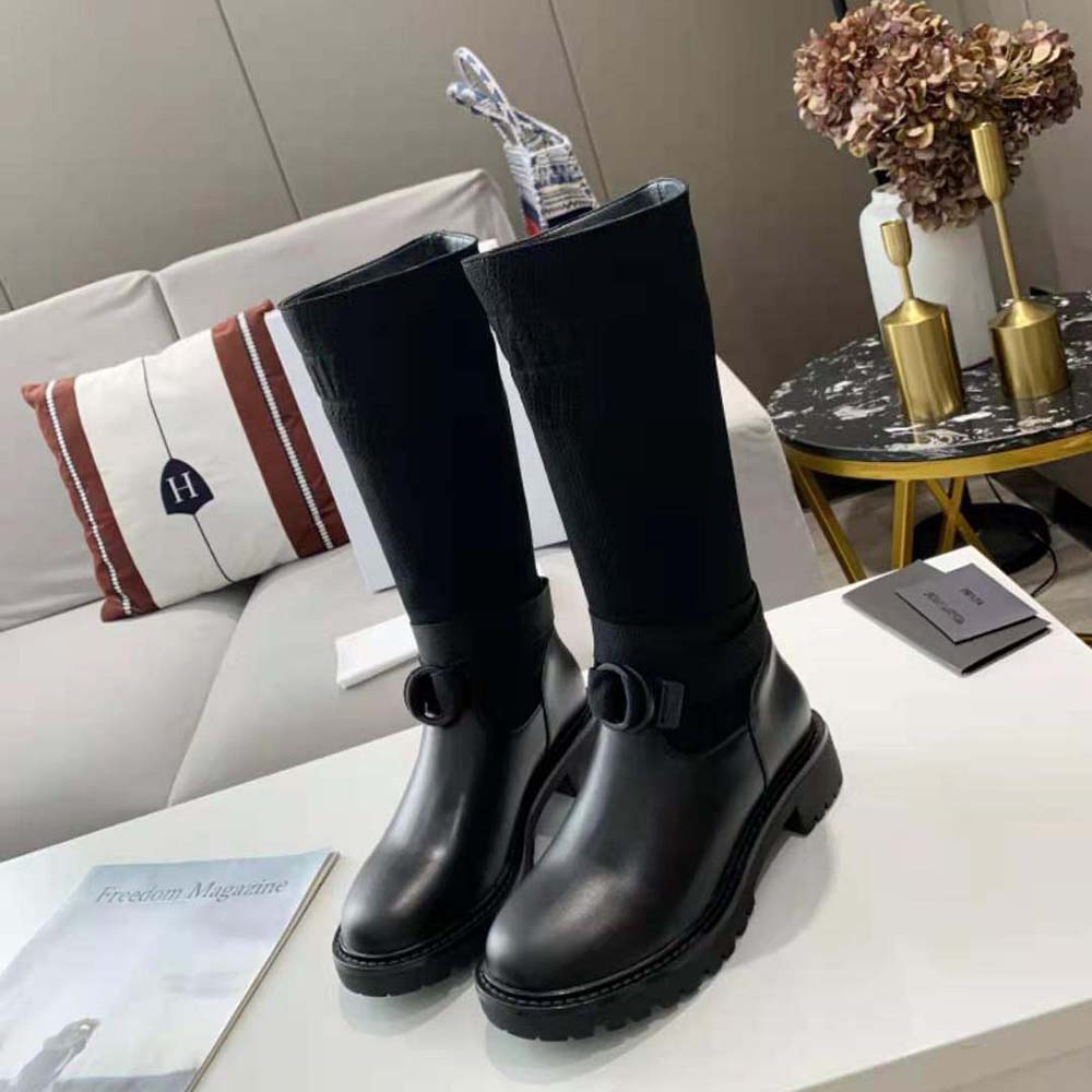 Top angle showing zip closure and silhouette of Dior Women D-Major Boot