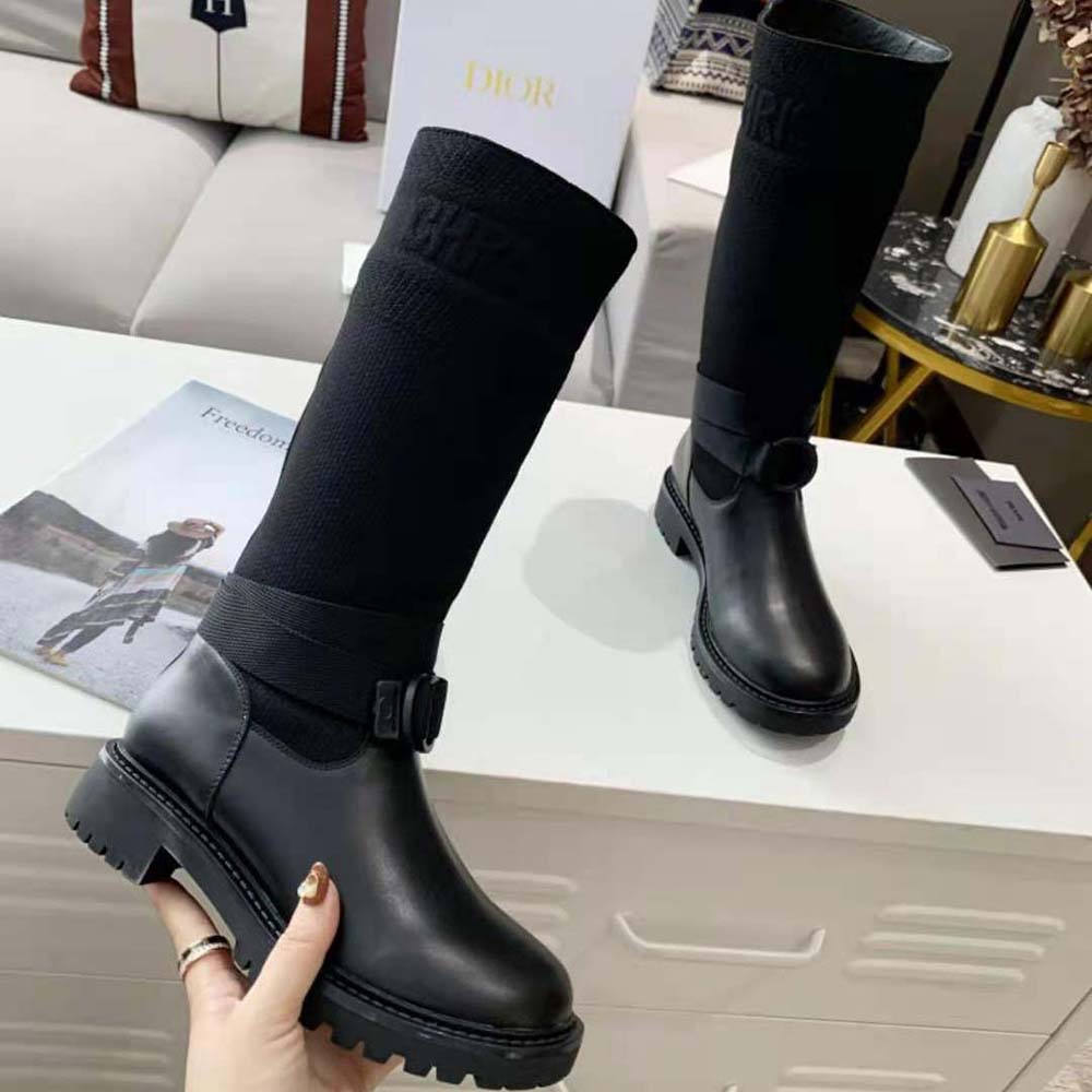 Dior Women D-Major Boot Black Technical Fabric and Calfskin - image 6