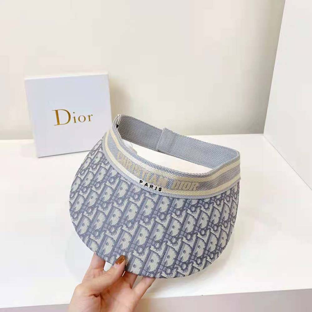 Dior Women D-Oblique Visor Gray Cotton - image 4