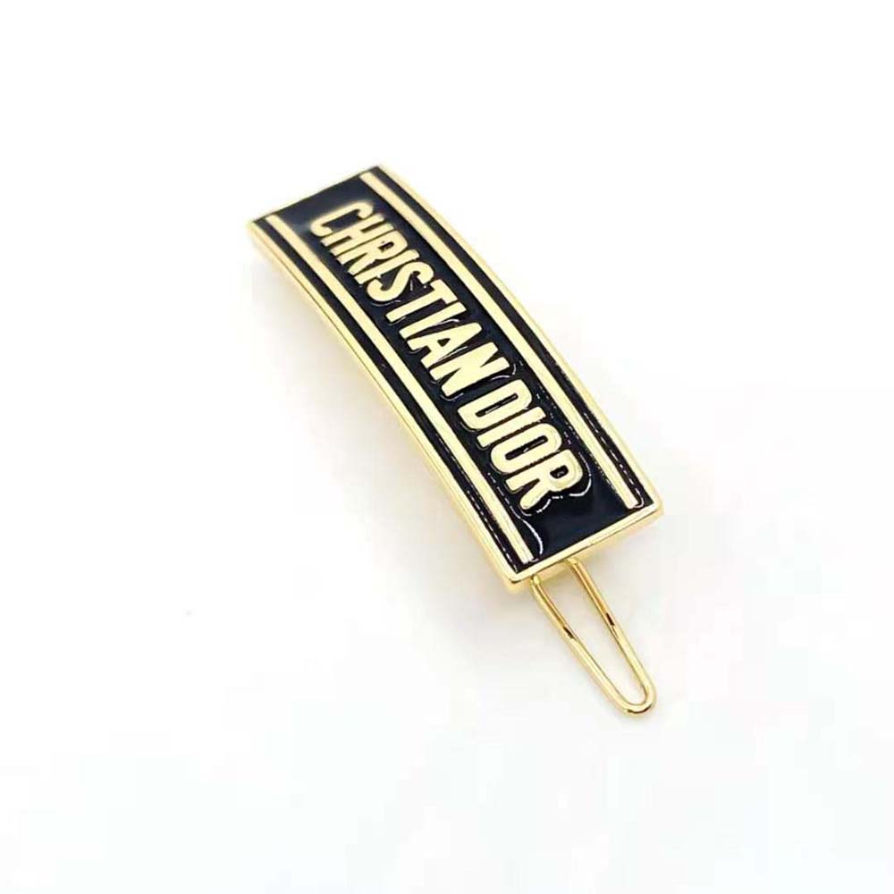 Dior Women Dior-ID Barrette Gold-Finish Metal and Black Lacquer - image 4