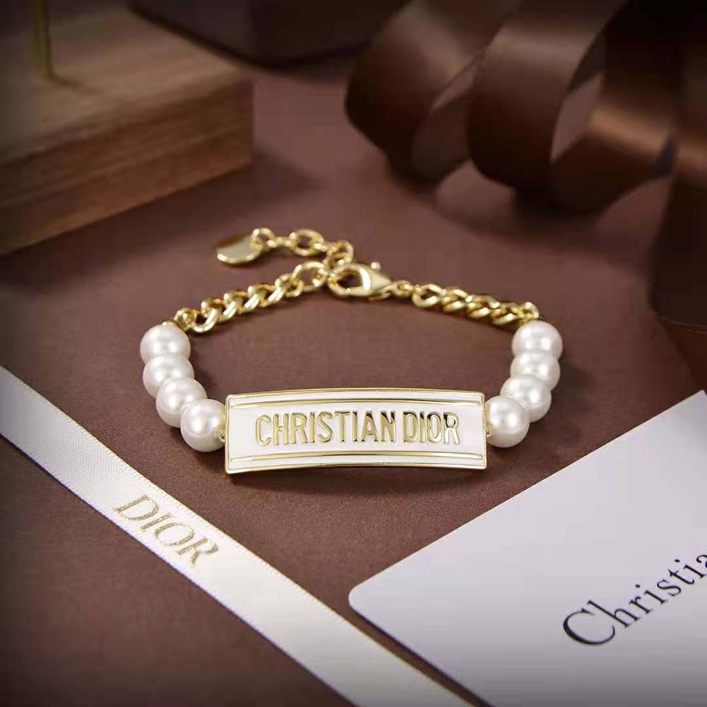 Top view showcasing the white accent on Dior Women Dior-ID Bracelet