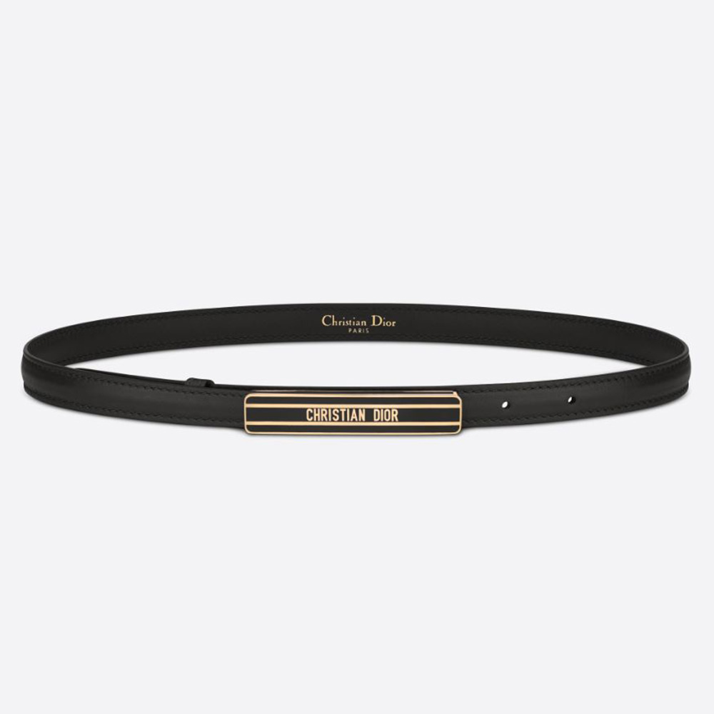 Front view of Dior Women Dior-id Belt Black Smooth Calfskin 15 MM
