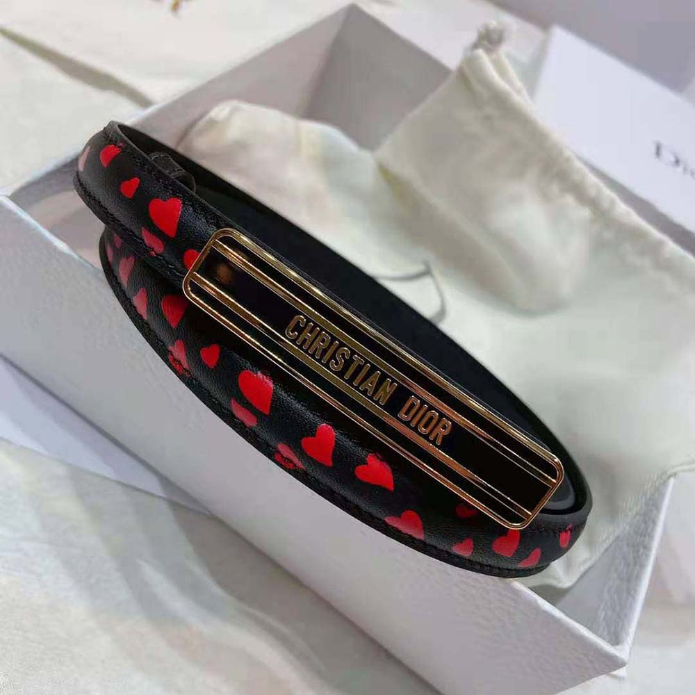 Dior Women Dior-id Belt Navy Blue I Love Paris and Red Hearts Smooth Calfskin 15 MM - image 4
