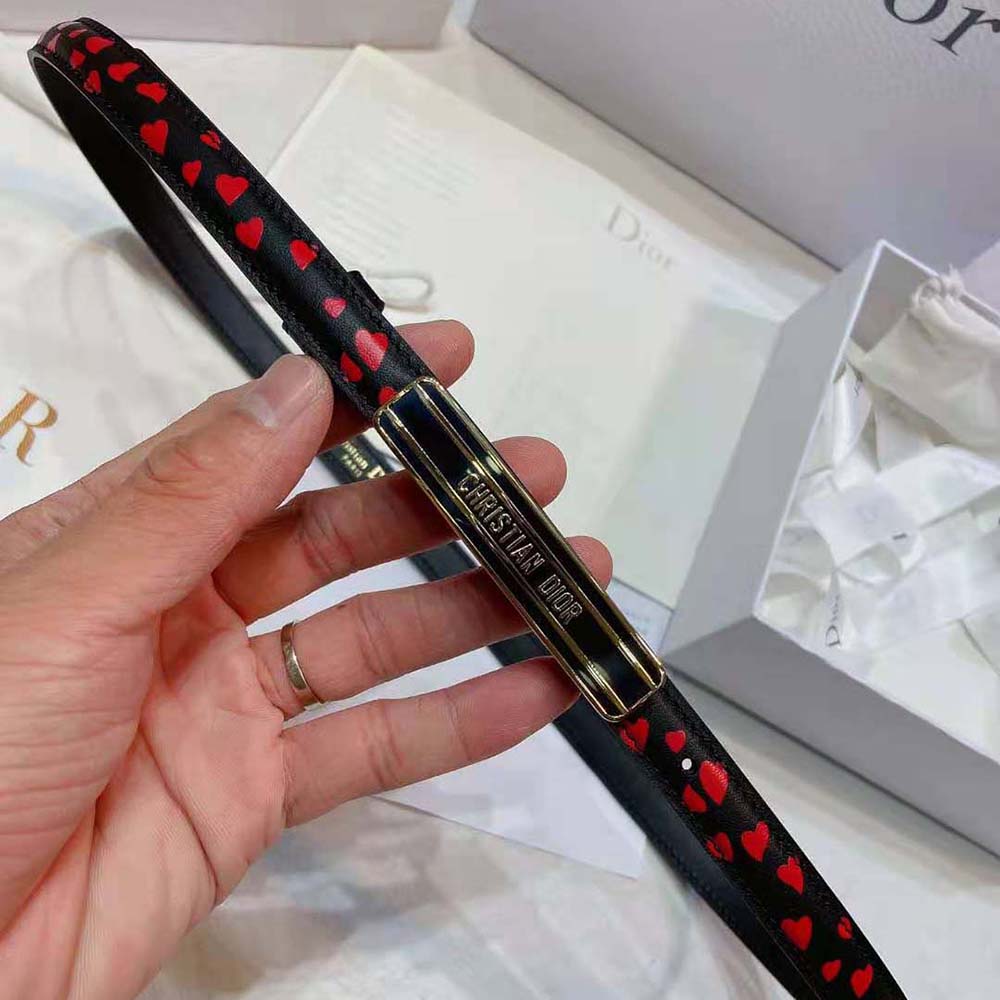 Dior Women Dior-id Belt Navy Blue I Love Paris and Red Hearts Smooth Calfskin 15 MM - image 5