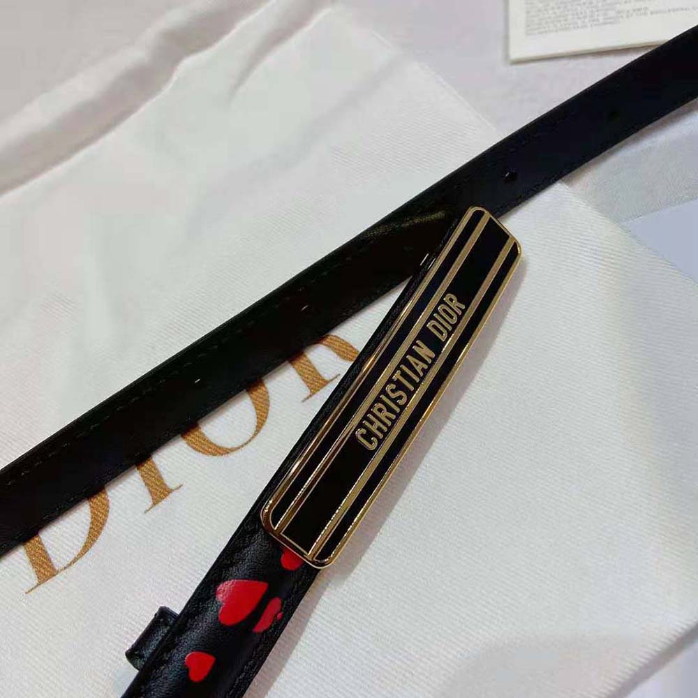Dior Women Dior-id Belt Navy Blue I Love Paris and Red Hearts Smooth Calfskin 15 MM - image 6