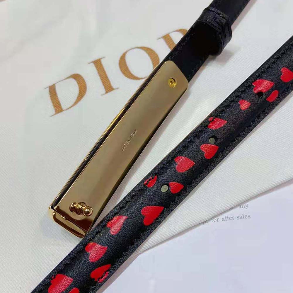 Dior Women Dior-id Belt Navy Blue I Love Paris and Red Hearts Smooth Calfskin 15 MM - image 7