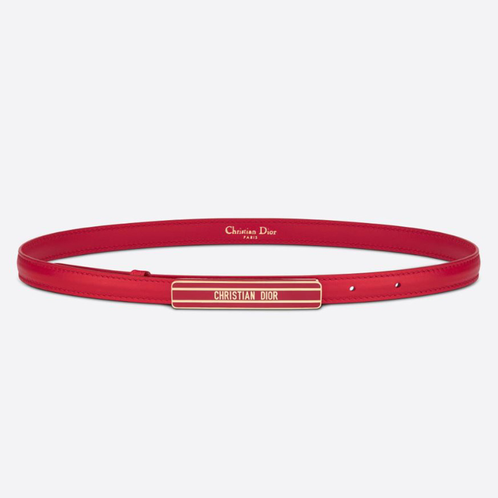 Front view of Dior Women Dior-id Belt Raspberry Smooth Calfskin 15 MM showing buckle