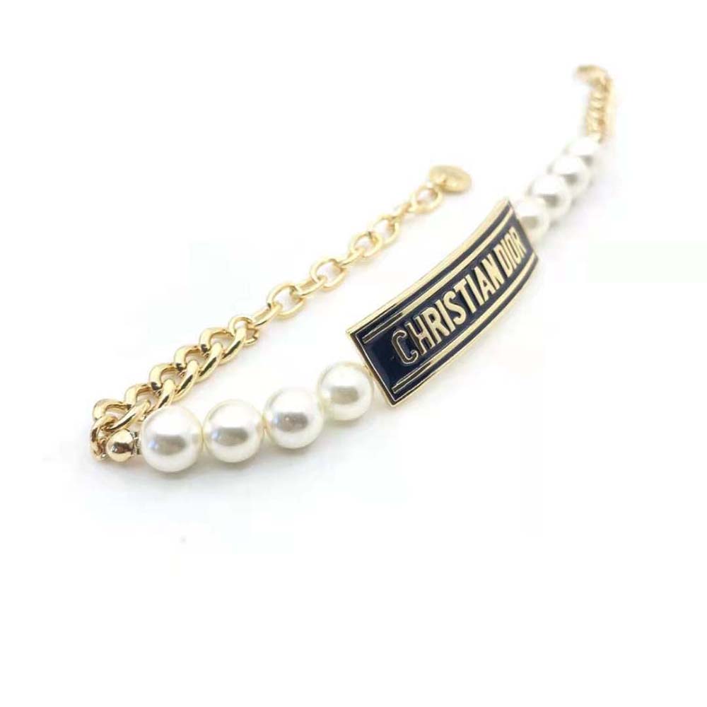 Dior Women Dior-id Bracelet Gold-Finish Metal with White Resin Pearls and Black Lacquer - image 5