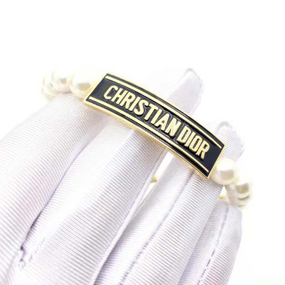 Dior Women Dior-id Bracelet Gold-Finish Metal with White Resin Pearls and Black Lacquer - image 6